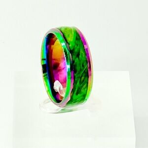Colorful Iridescent Ring Inlay size 9 #007